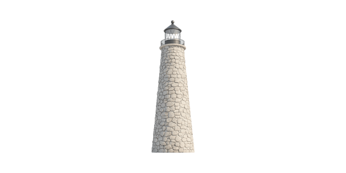 Stone Lighthouse Tower. Symbol Of Navigation And Coastal Safety Isolated On Transparent Background png