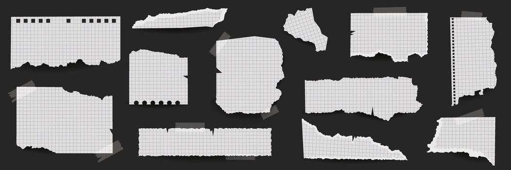 Torn paper sheets on dark background vector