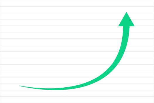 a green arrow is pointing up on a white background vector
