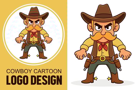 Cartoon cowboy logo design vector