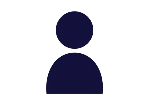 Simple dark blue silhouette of a person representing a user or profile icon isolated on transparent background png