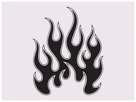 Curved Tribal Fire Shape Silhouette for Tattoo Style and Abstract Flame Design vector