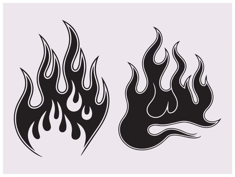 Fiery Tribal Flame Illustration in Silhouette for Intense Design Ideas vector
