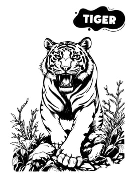 142 tiger illustration model for coloring vector