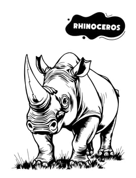 177 Illustration model of rhinoceros for coloring vector