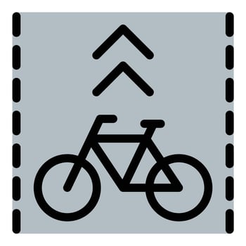 Bike Lane icon flat line style illustration representing designated cycling paths for safe bicycle travel, suitable for urban planning, transportation apps, and cycling safety campaigns. vector