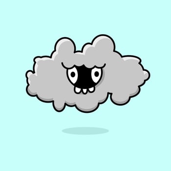 Cute doodle of a monster with cloud shape and funny exspression vector