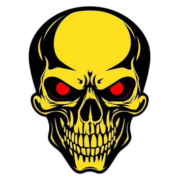 Yellow Skull with Red Eyes png