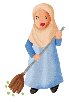 Cute Girl Sweep the Floor png