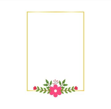 Flat Botanical Corner Decoration with Pink Flowers and Leaves vector