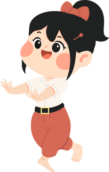 A cartoon girl dancing with her arms outstretched png