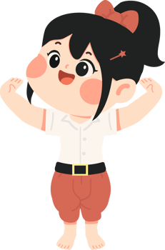 A cartoon girl with her arms up png