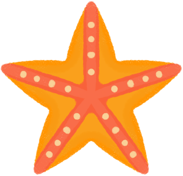 Bright Orange Starfish Illustration with Dotted Texture in Cute Crayon Style png