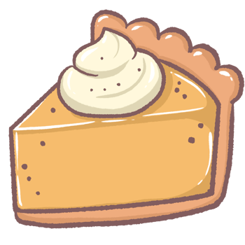 Delicious pumpkin pie with whipped cream topping cozy autumn dessert illustration perfect for Thanksgiving bakery menu seasonal sweet treat fall food art and festive holiday celebration design png