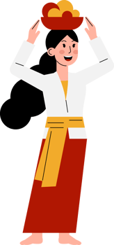 A cartoon woman in a traditional dress png