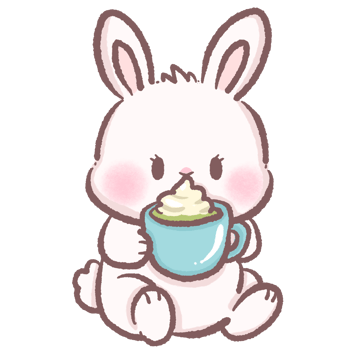Cute bunny sniffing a fresh matcha latte adorable kawaii rabbit enjoying green tea beverage illustration perfect for cafe designs childrens books and cozy lifestyle themes png