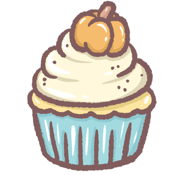 Cute pumpkin cupcake with whipped cream frosting in blue wrapper adorable autumn dessert illustration perfect for fall bakery menu cozy food art Thanksgiving treat and seasonal sweet design png