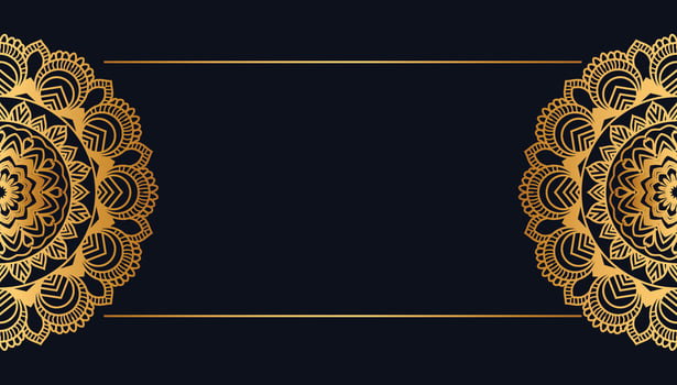 gold mandala design on black background vector