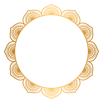 Indian flower mandala art with luxury golden circle frame transparent vintage gold circular pattern empty png
