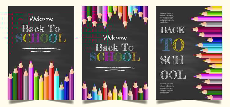 Colorful back to school pencil designs vector