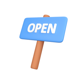 Open board sign isolated 3d render icon illustration png