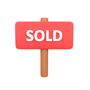 Sold plank sign isolated 3d render icon illustration png