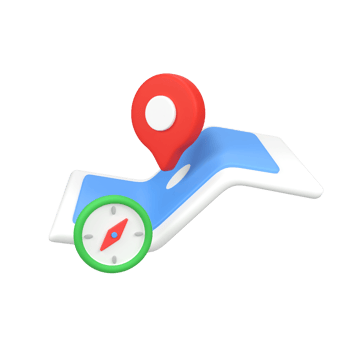 Map Pin With Compass, Travel Guide isolated 3d render icon illustration png