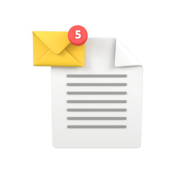Notification Email and Document isolated 3d render icon illustration png