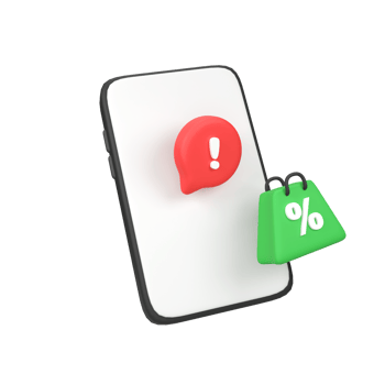 Mobile Shopping Notification Alert isolated 3d render icon illustration png