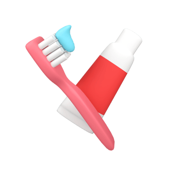 Toothbrush and toothpaste dental isolated 3d render icon illustration png