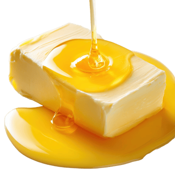 Delicious butter block with honey pouring over it creating a sweet and savory food combination treat png