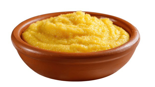 Delicious polenta dish served in a rustic bowl for a comforting and traditional food experience today png