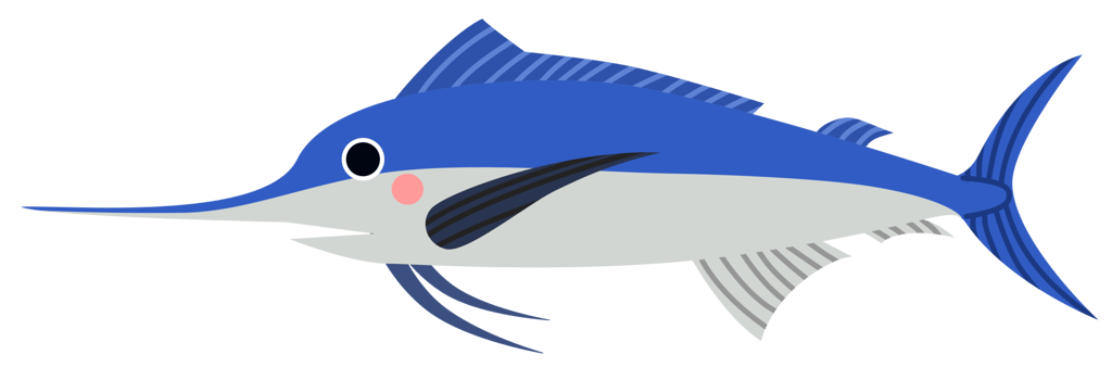 Illustration of a Blue Marlin Fish in flat style png