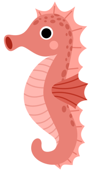 Illustration of a Pink Seahorse in flat style png