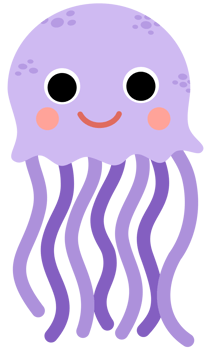 Cartoon Illustration of a Cute Purple Jellyfish png