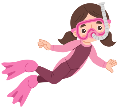 Cartoon Girl Snorkeling Underwater Illustration png