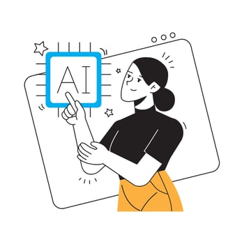 Woman Interacting with Artificial Intelligence vector