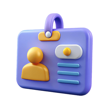3d cartoon style id card with clip and photo placeholder png