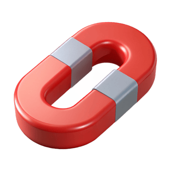 Red horseshoe magnet with white poles on a transparent background png