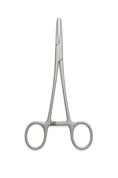 Precision surgical hemostat clamped shut for medical procedures and sterile environments png