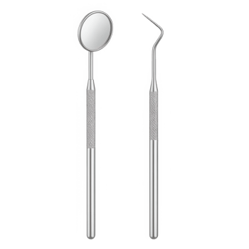 Sharp dental explorer and mirror tools for precise oral examination and patient care png