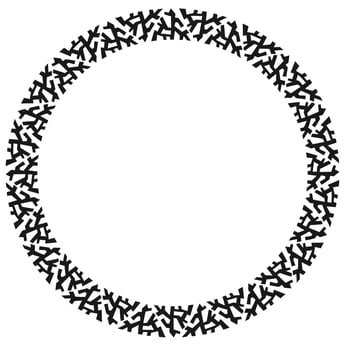 Wide round frame with ethnic pattern. Tribal ornament, decorative circle border or label for text. Black and white design element isolated on a white background vector