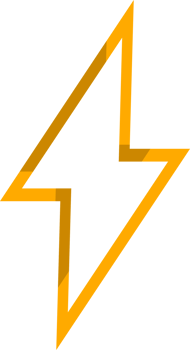 Yellow line thunder bolt icon sign png