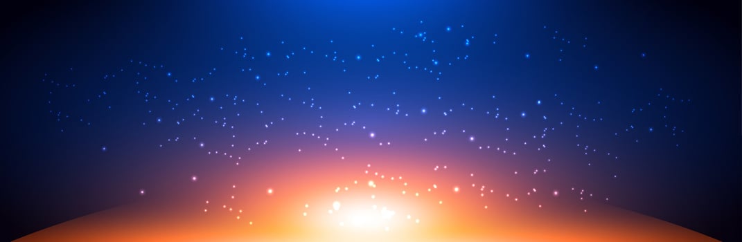 Starry night sky with colorful horizon vector