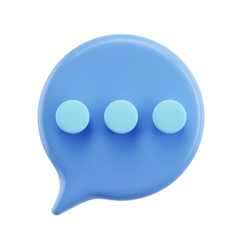 light blue chat bubble with three dots symbolizes online conversation, isolated on transparent background png