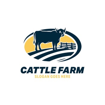 cattle farm logo template vector