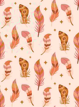 Cartoon pattern with feathers and stars vector