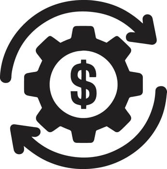 A dollar sign in a gearwheel vector