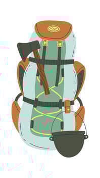 Hiking backpack for camping Flat Illustration Icon vector