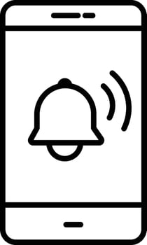 A phone with a bell icon on it vector